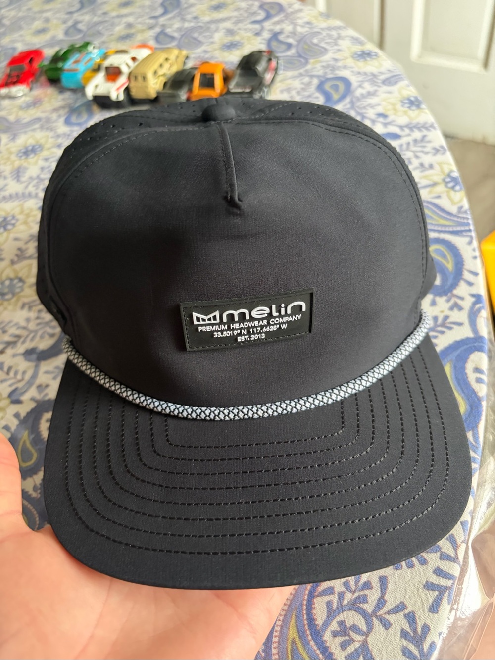 Melin Men's Black Rope-Trim 5-Panel Cap